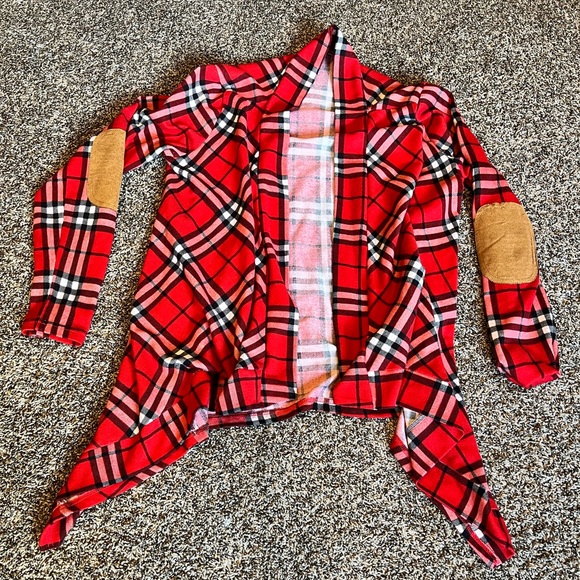 CUTE red flannel Cardigan - Picture 1 of 4